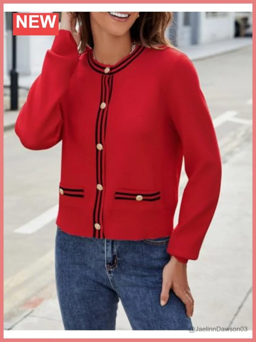 Cropped Tweed Cardigan Button Down Open Front Knit Sweater